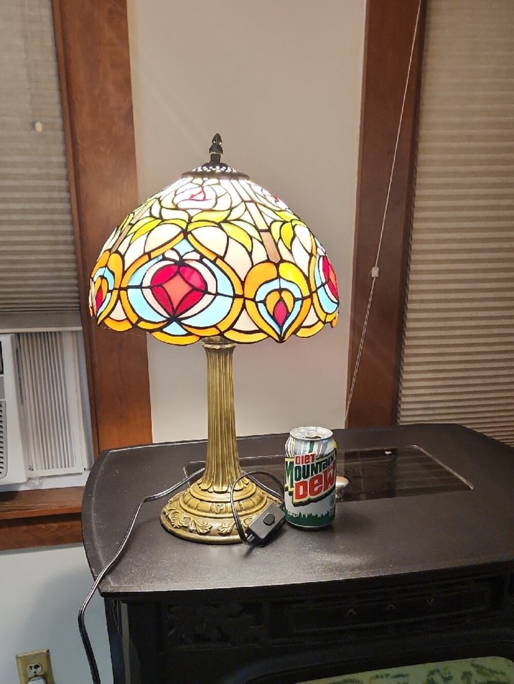 Stained Glass Table Lamp - Multicolor Tiffany-Style Home Art - Picture 3 of 3